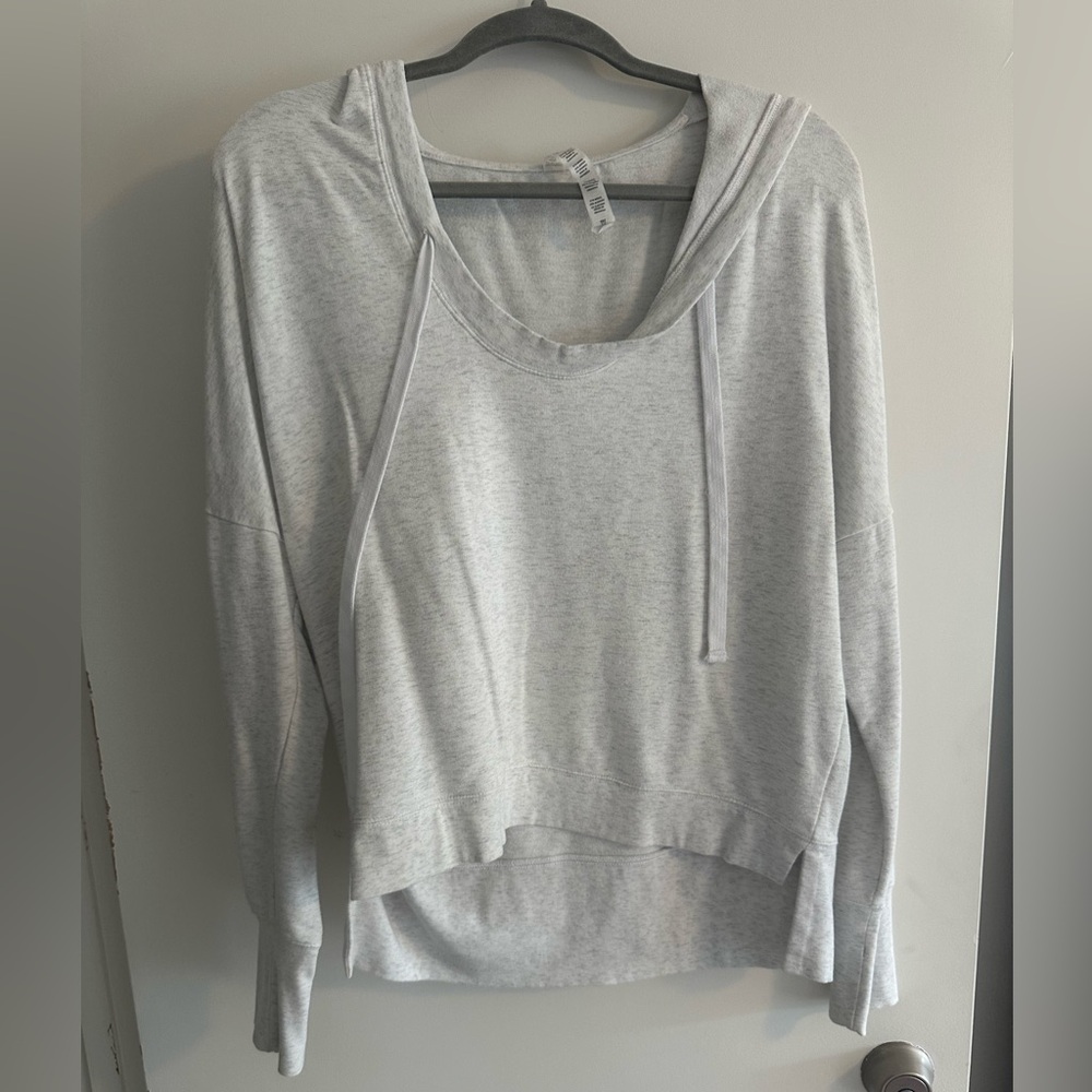 Alo Yoga Heathered Cream Hoodie Sweatshirt
